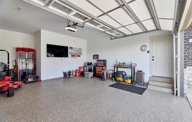 garage with a garage door opener