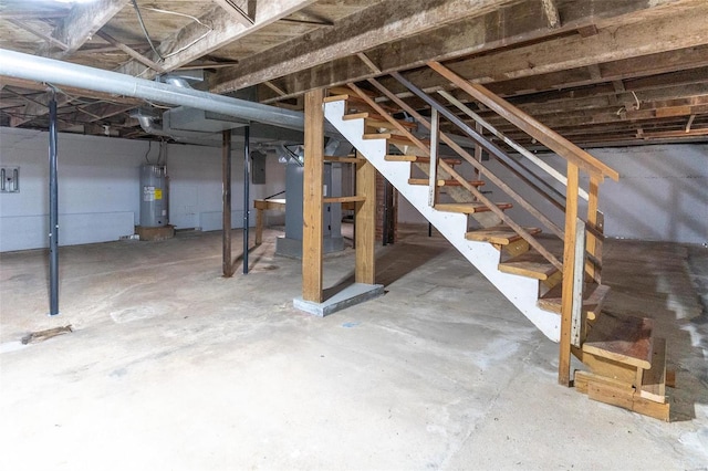 basement with water heater