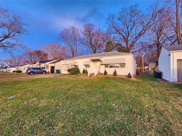 view of front of home with a front yard