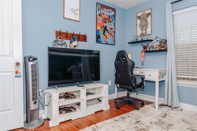 office space featuring hardwood / wood-style floors