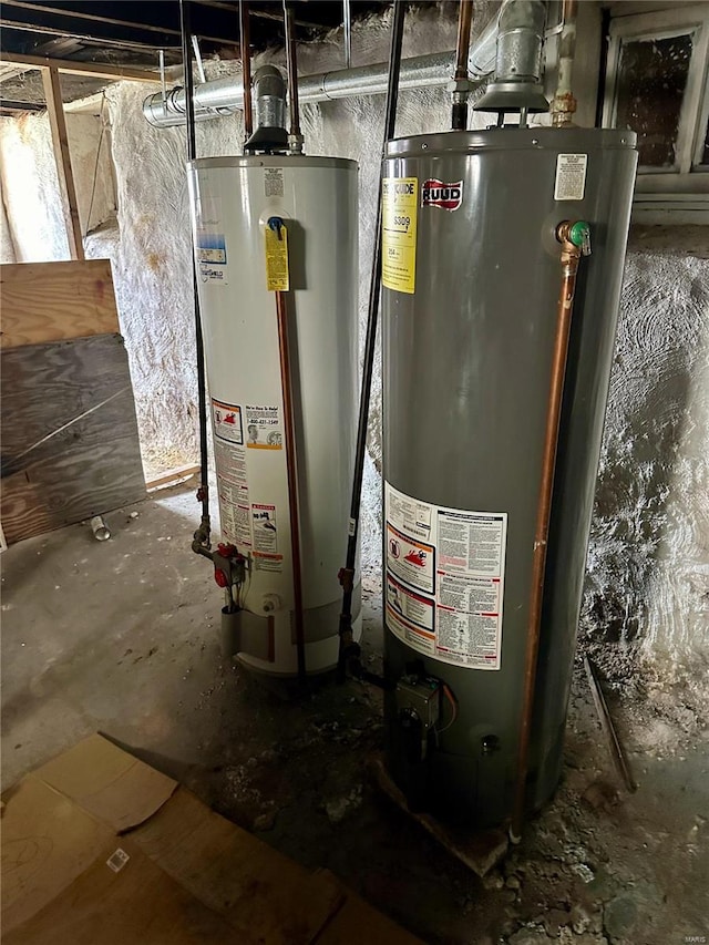 utility room featuring gas water heater