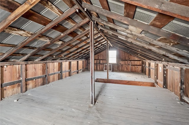 view of unfinished attic