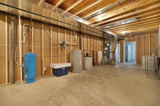 basement featuring heating unit