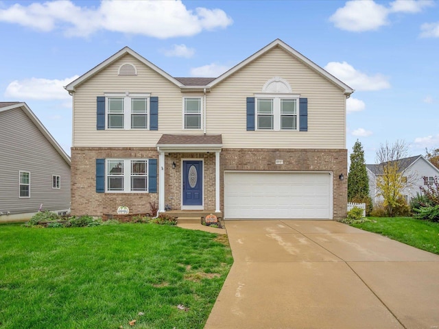 front of property featuring a garage and a front lawn