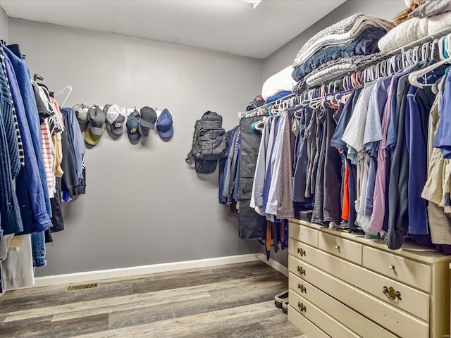 spacious closet featuring hardwood / wood-style floors