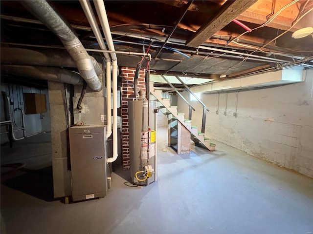 basement with water heater