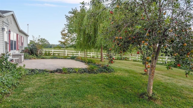 view of yard featuring a patio area and central AC unit