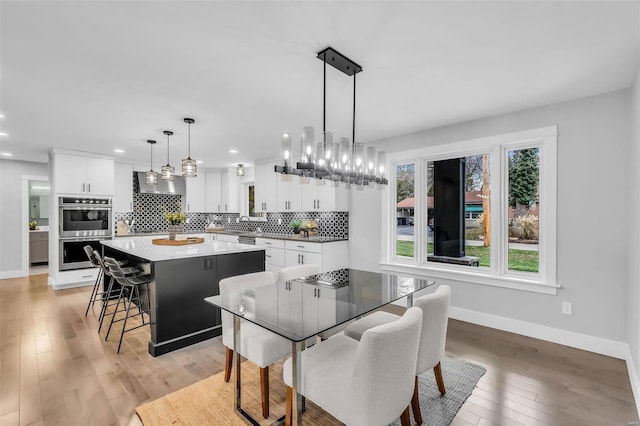 dining area featuring light hardwood / wood-style floors