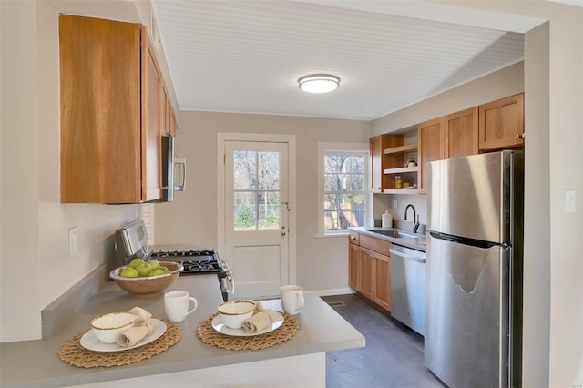 kitchen with sink and appliances with stainless steel finishes