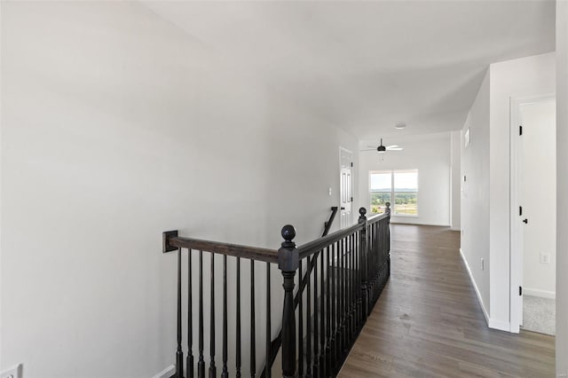 hall with dark hardwood / wood-style flooring