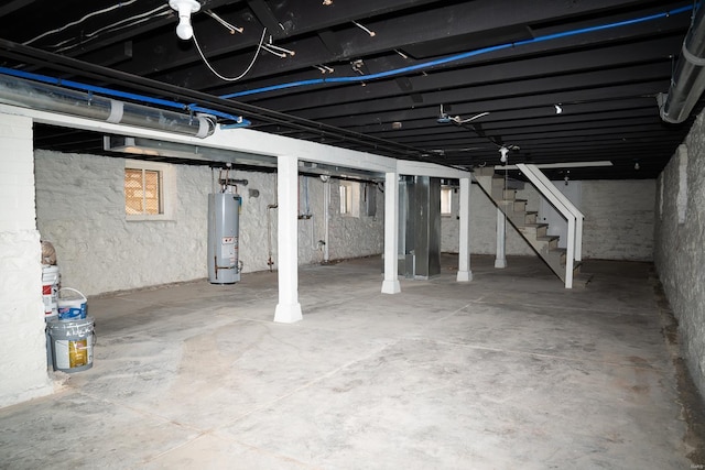 basement with water heater