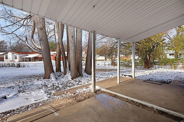 view of yard covered in snow