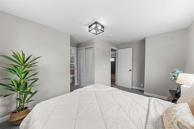 bedroom featuring a closet and carpet