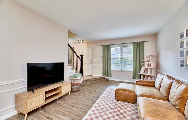 living room featuring light hardwood / wood-style floors