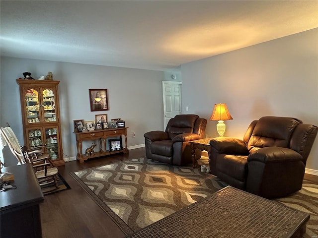 living room featuring dark hardwood / wood-style floors