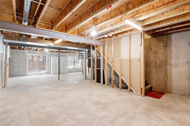 basement featuring water heater