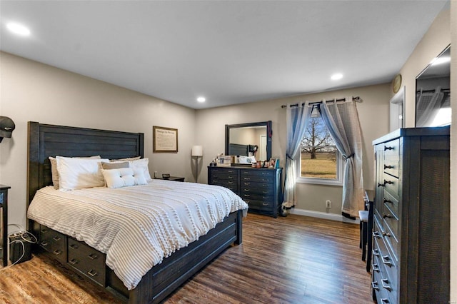 bedroom featuring dark wood-type flooring