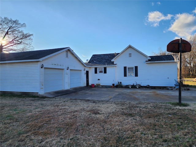 view of front of property with a garage