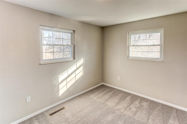 unfurnished room featuring carpet flooring and plenty of natural light