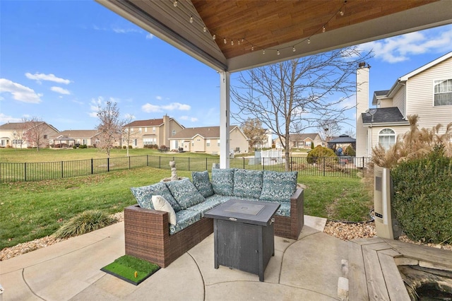 view of patio featuring an outdoor hangout area