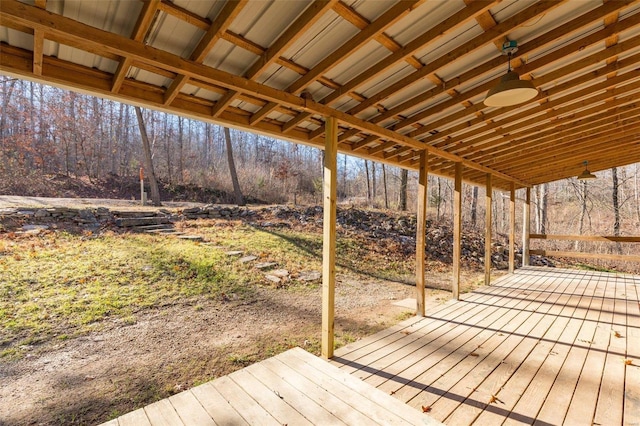 wooden terrace with ceiling fan