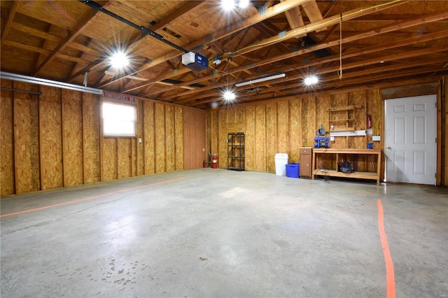 garage with a garage door opener