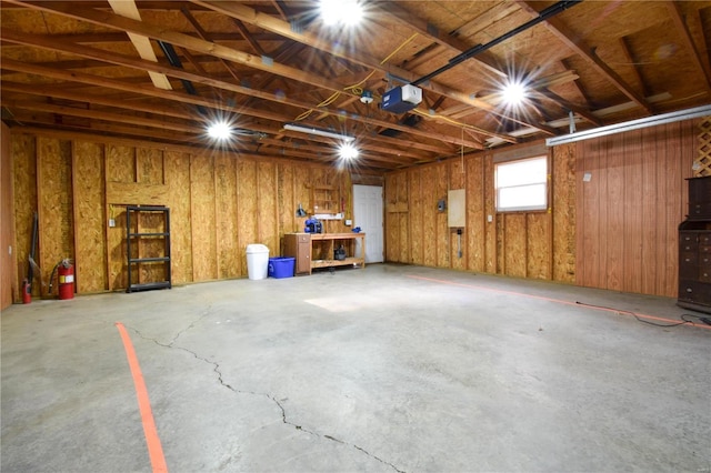 garage with a garage door opener