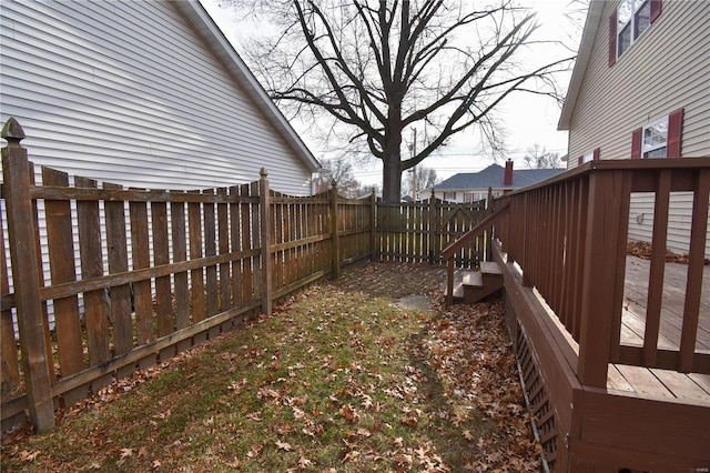 view of yard with a deck