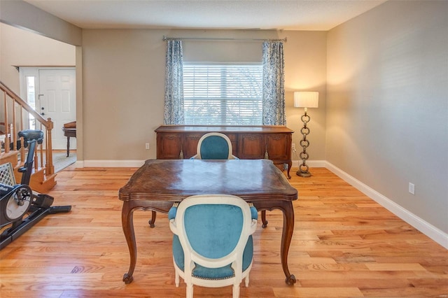 home office featuring light hardwood / wood-style floors