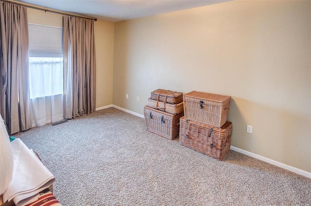 living area with carpet