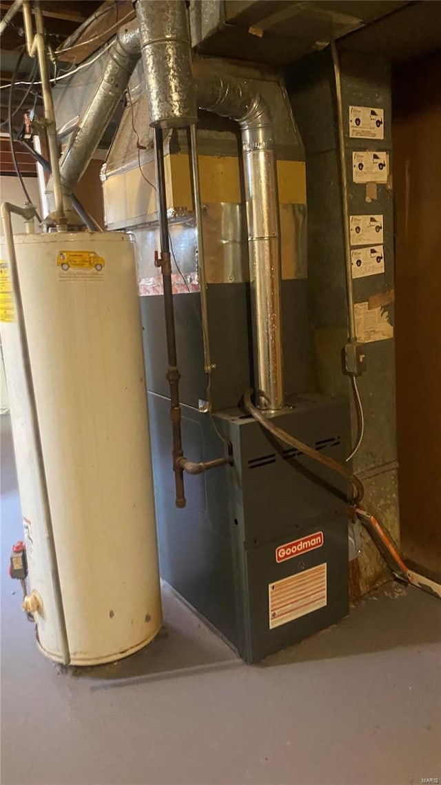 utility room with gas water heater