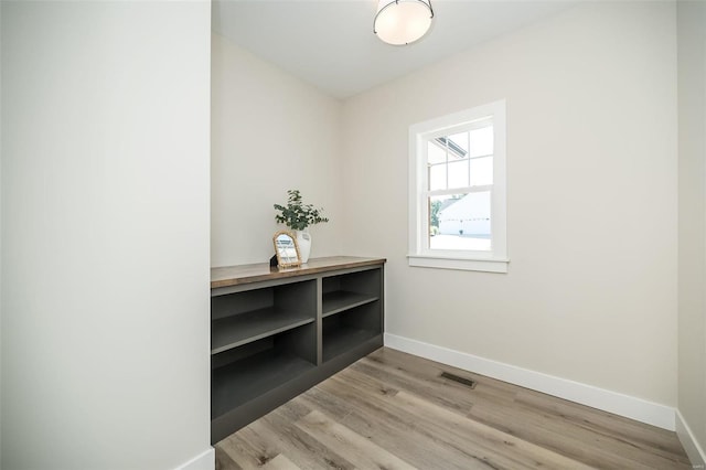 interior space with light hardwood / wood-style flooring