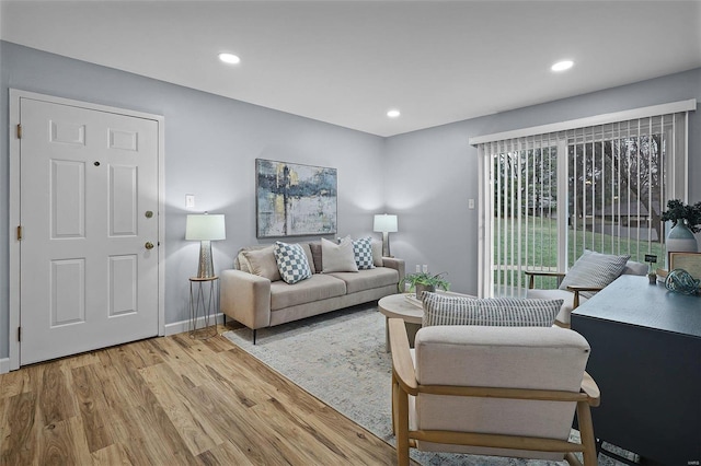 living room with light wood-type flooring