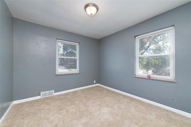 carpeted spare room featuring a wealth of natural light