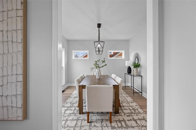 dining area featuring wood-type flooring