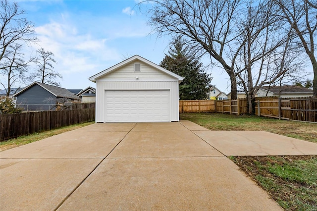 garage with a yard