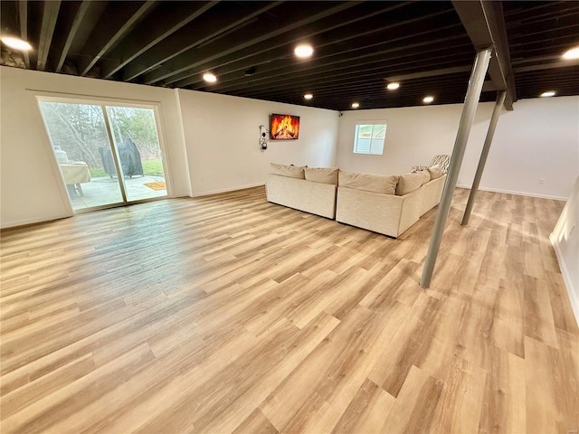 unfurnished living room featuring light hardwood / wood-style flooring