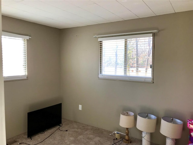 spare room featuring light colored carpet