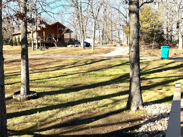 view of yard with a deck