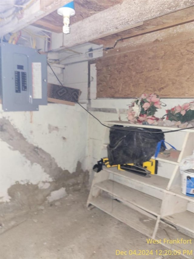 basement with electric panel