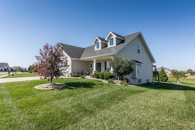 view of front of home with a front yard