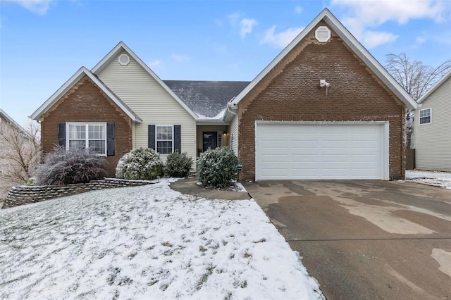 view of front of property with a garage