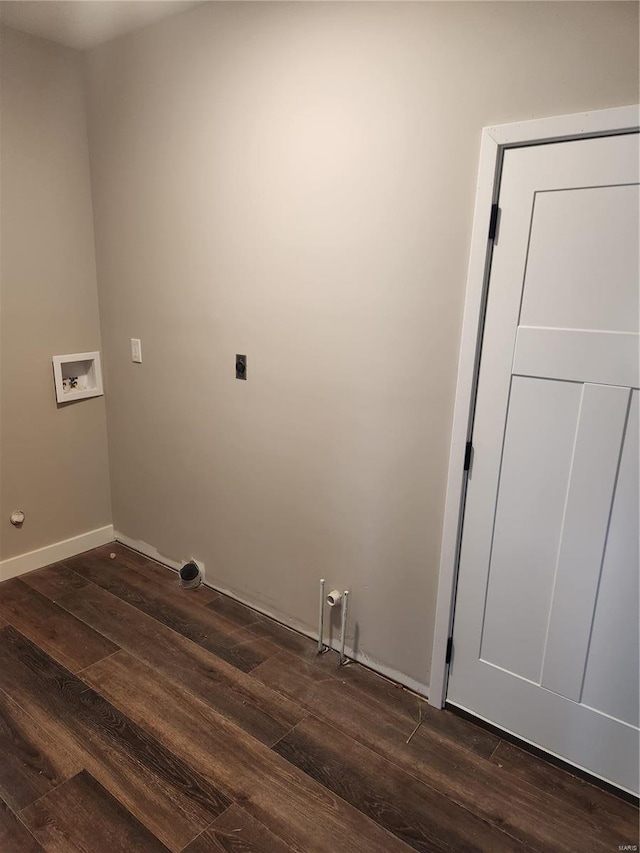 laundry area featuring hookup for an electric dryer, washer hookup, and dark hardwood / wood-style floors