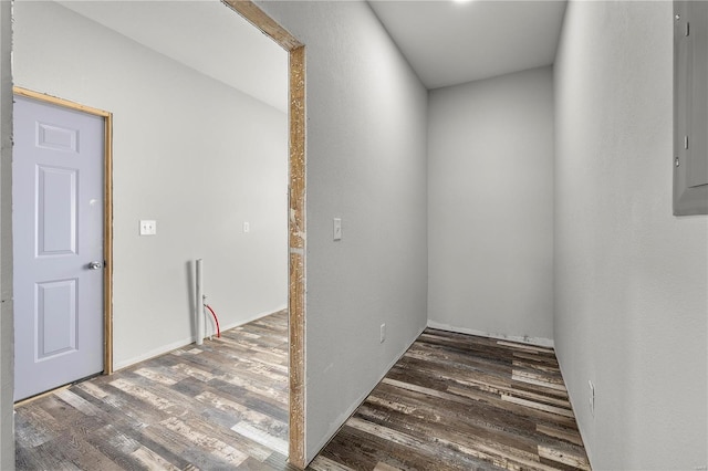 hallway featuring dark hardwood / wood-style flooring