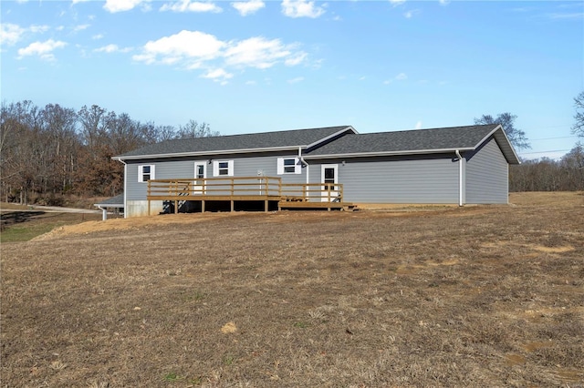 view of front of home with a deck