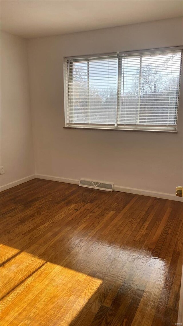 spare room with a wealth of natural light and hardwood / wood-style flooring