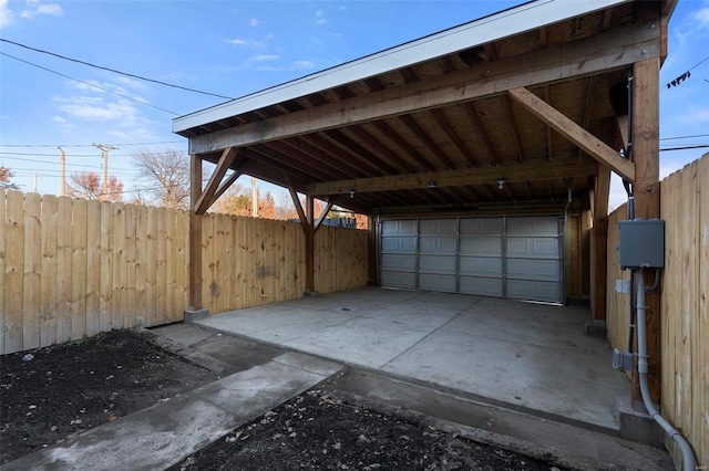 garage with a carport