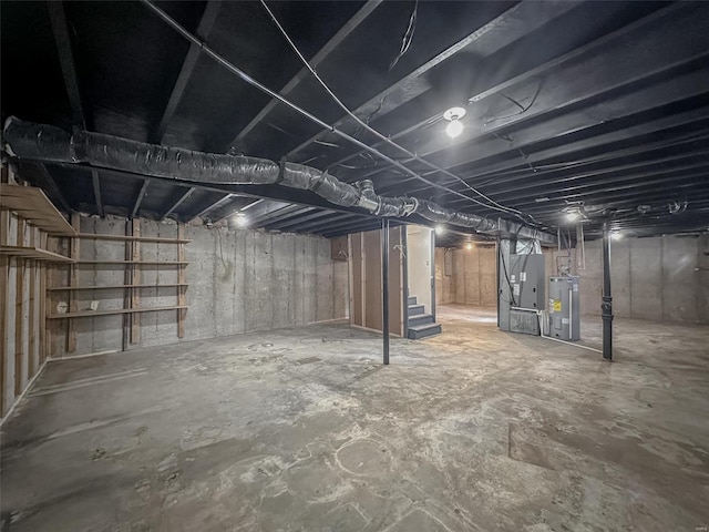 basement with water heater