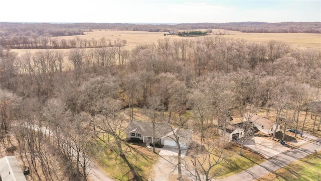 bird's eye view featuring a rural view