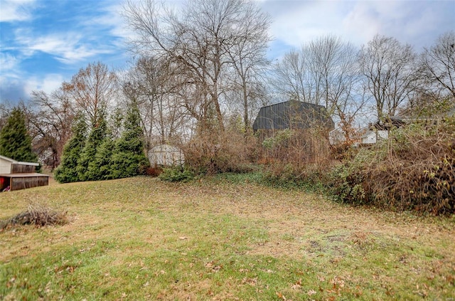 view of yard with an outbuilding